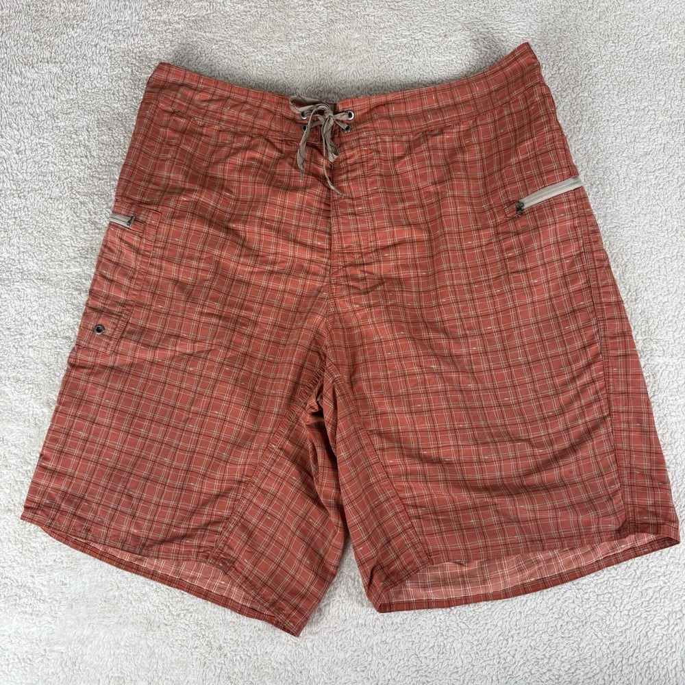 Patagonia Marlwalker‎ Boardshorts 10" Ins 82120 Orange Plaid Mens Size 36